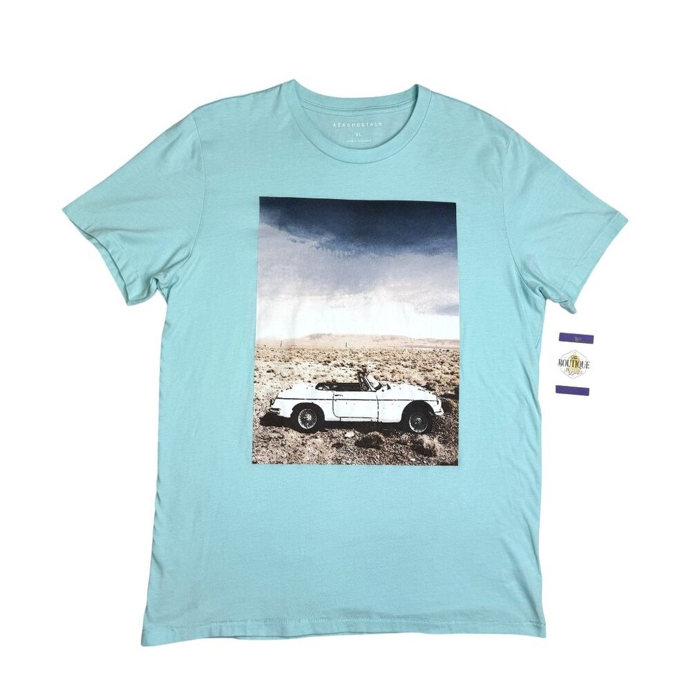 Aeropostale TShirt Desert Car Graphic Blue Short Sleeve Americana Road Trip XL